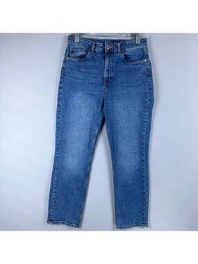 H&M Vintage Slim High-Rise Jeans Womens Size 8 Medium Wash Stretch Blue